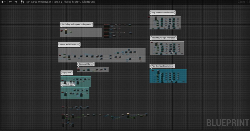 Mount/dismount logic with animation triggers for left and right sides
